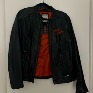 Beautiful genuine black leather embroidered Harley Davidson jacket